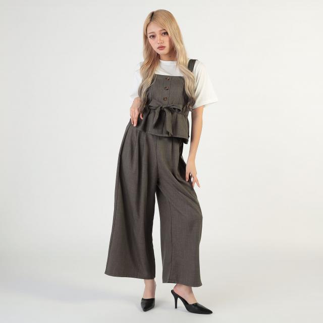 ウエストリボンビスチェｘワイドパンツ　インナー3点ＳＥＴ