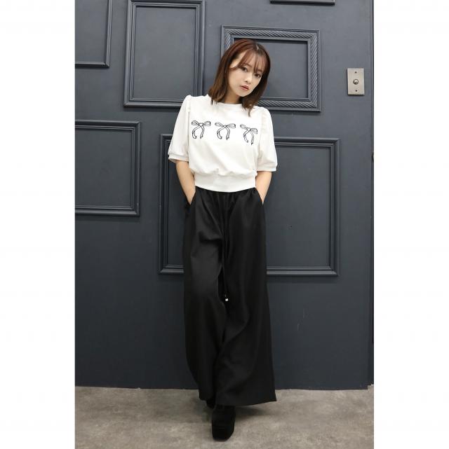 麻タッチワイドパンツ