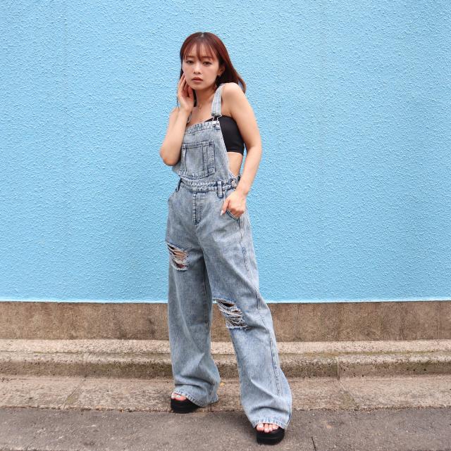 andmary Nicole デニム オールインワン　ブルーデニム ANDMARY】Nicola ribbon denim allinone