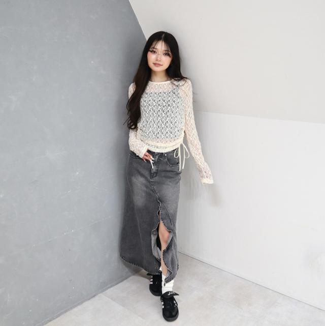 フロントスリットデニムスカート