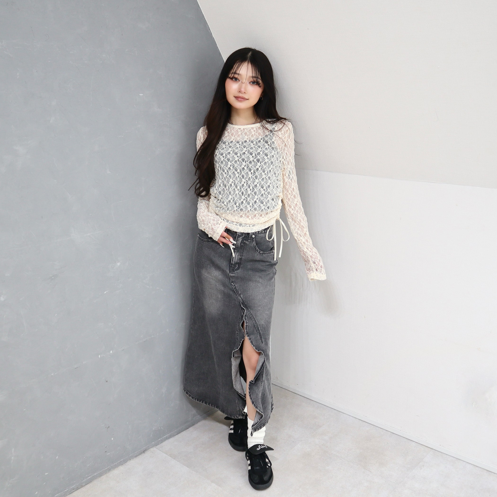 フロントスリットデニムスカート