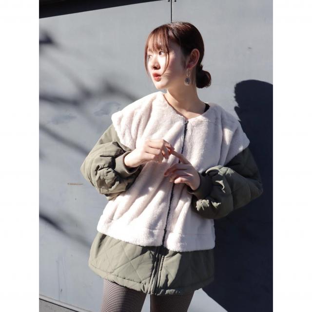 ファーｘキルトブルゾン