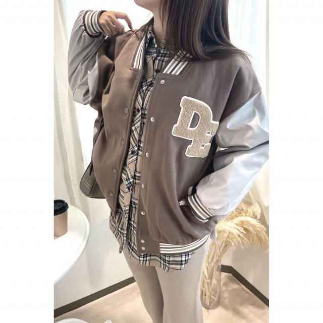 カットFウールｘエコレザー中綿入りスタジャン