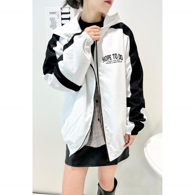 袖配色切替えブルゾン