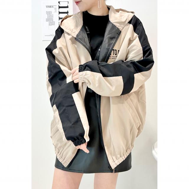 袖配色切替えブルゾン