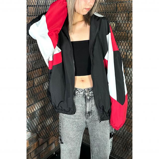 フーディ配色切替ブルゾン