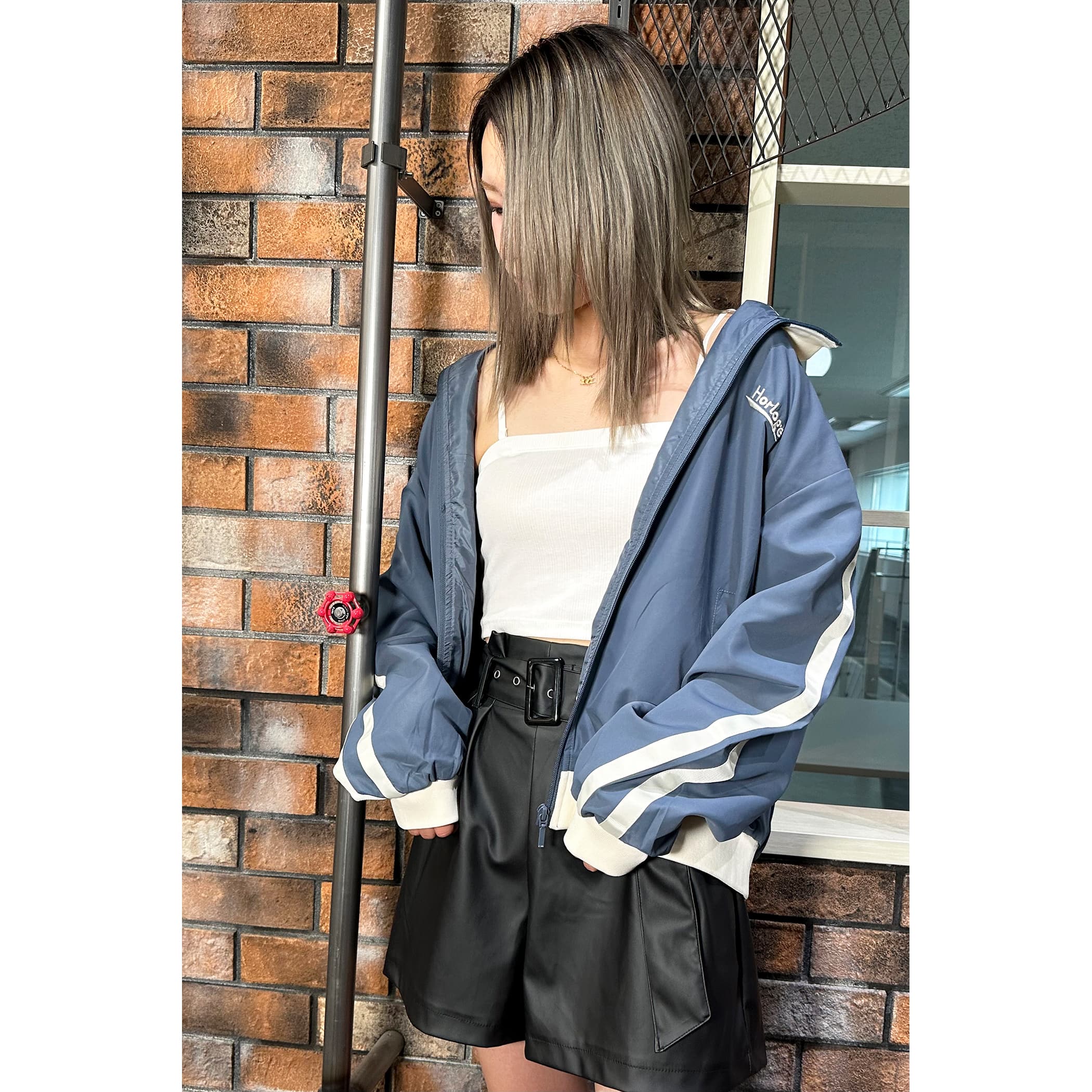 スタンドカラーライン配色ブルゾン