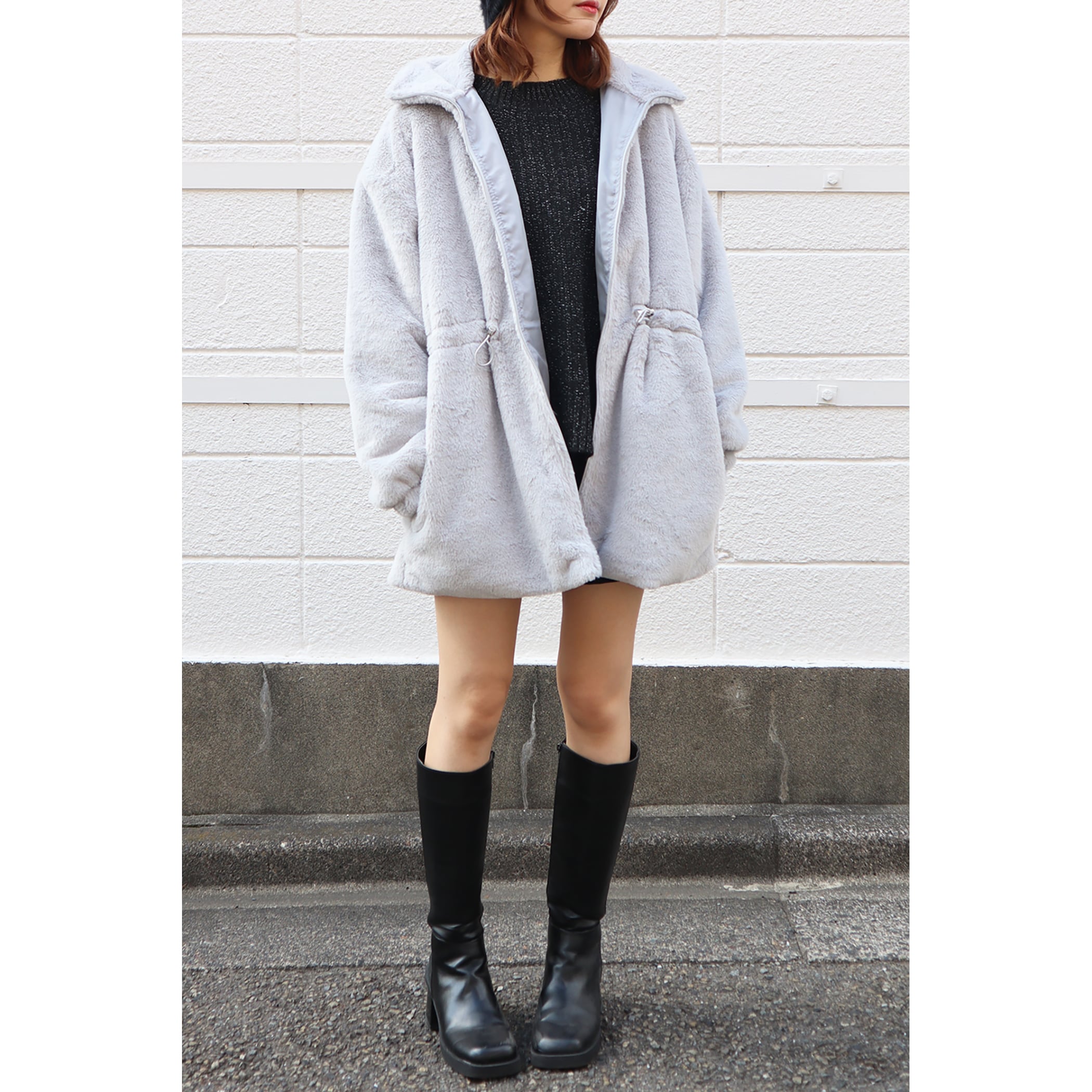 ドロスト付きファーブルゾン