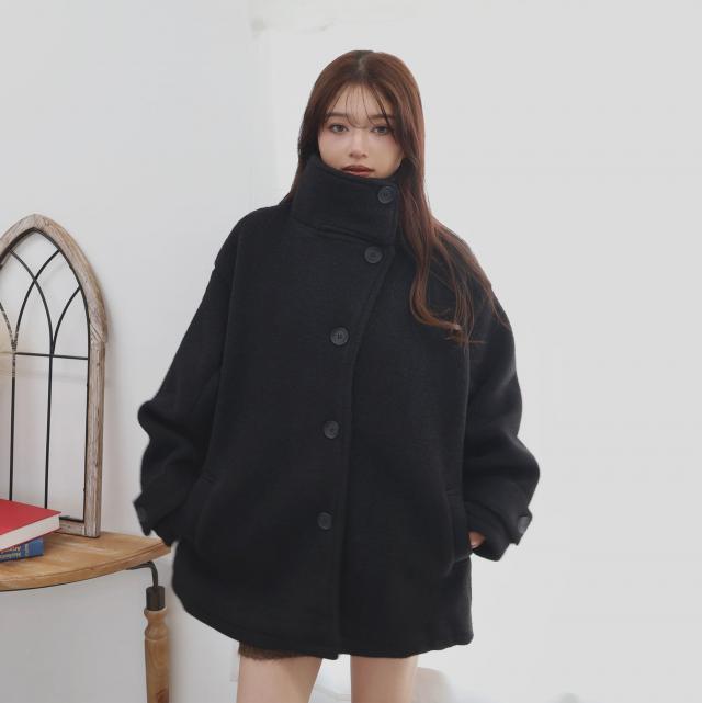 Fウールリングニットスタンドカラー2WAYコート Fウールリングニットスタンドカラー2WAYコート