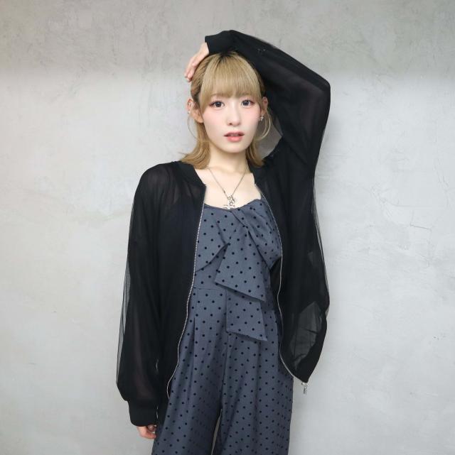 シフォン楊柳ｘチュールブルゾン