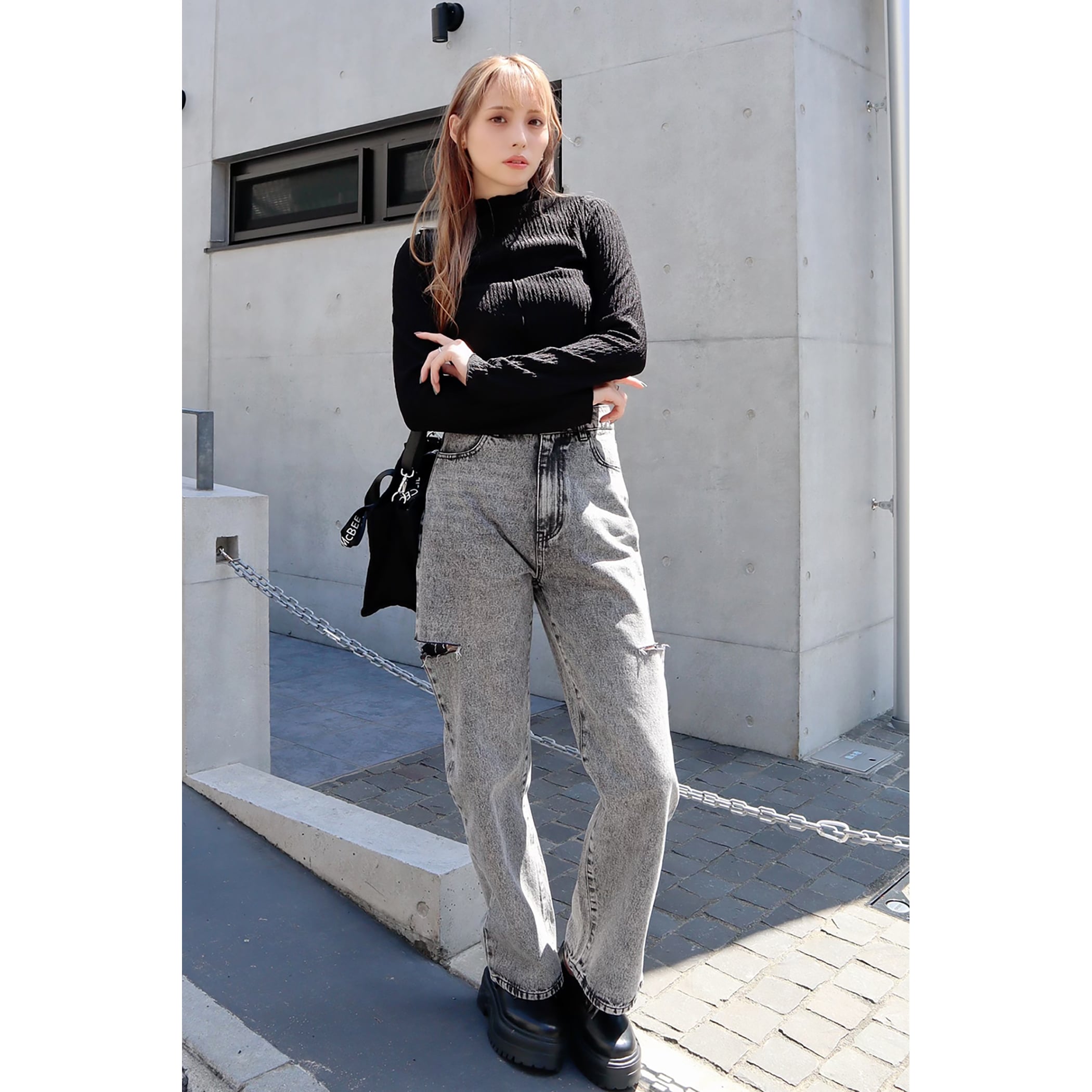 サイドカッティングデニム