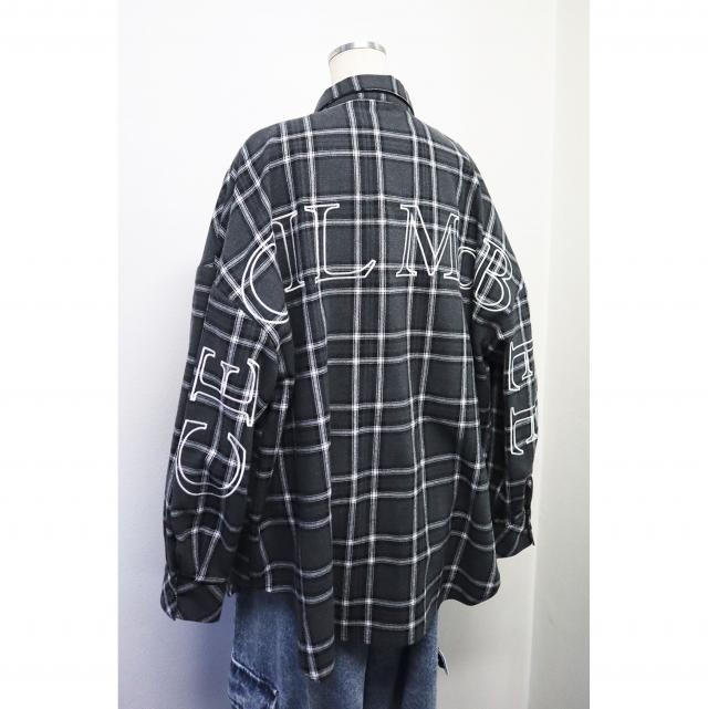 バックロゴ刺繍チェックゆるシャツ