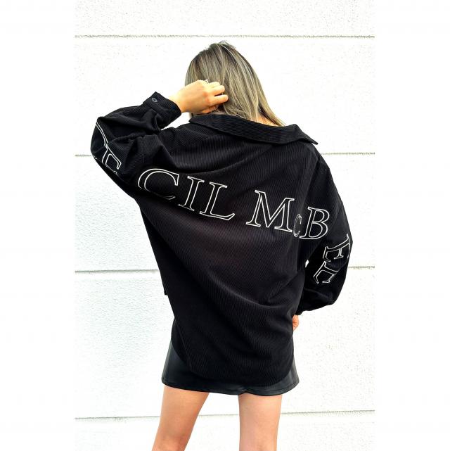 バックロゴ刺繍コーデュロイゆるシャツ