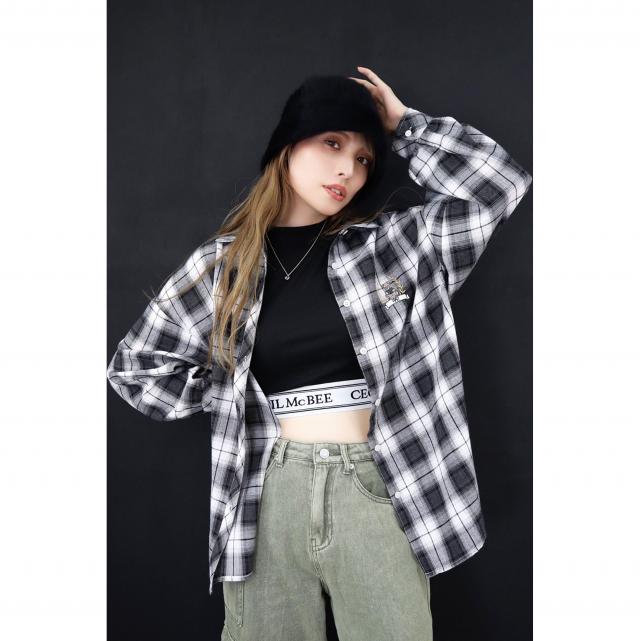 ベア―ワンポイント刺繍ゆるシルエットシャツ