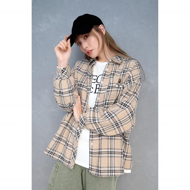 ベア―ワンポイント刺繍ゆるシルエットシャツ