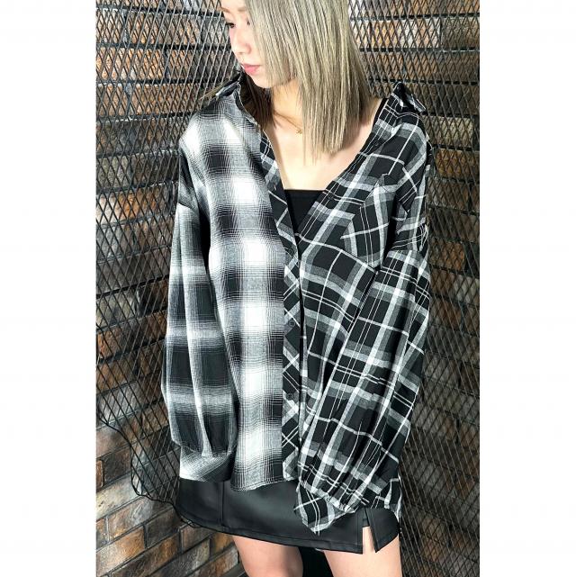 ブロッキングチェックBIGシャツ