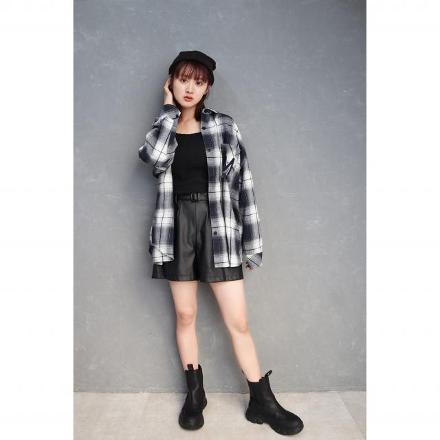 ワッペンチェックシャツ