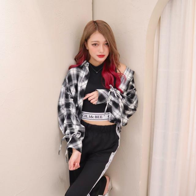 ドロストボリューム袖チェックシャツ