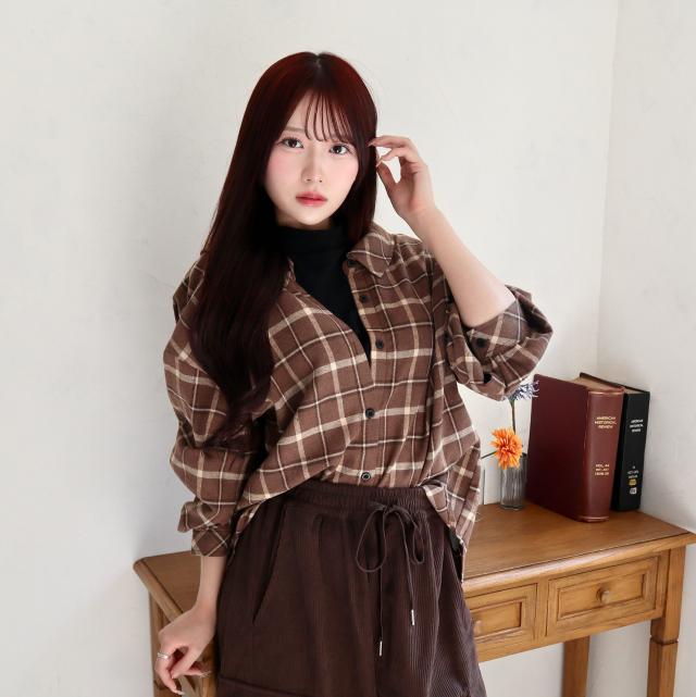 エコチェックレイヤード風シャツ エコチェックレイヤード風シャツ