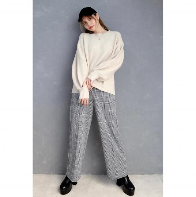 カットジャガードグレンチェックパンツ