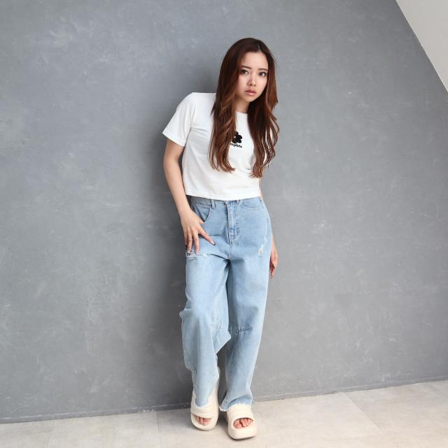 コクーンシルエットデニムパンツ