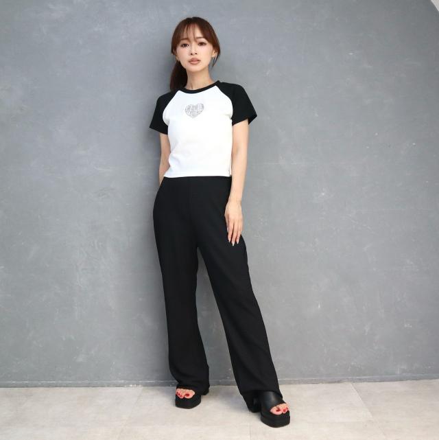 ふくれジャガードフレアパンツ