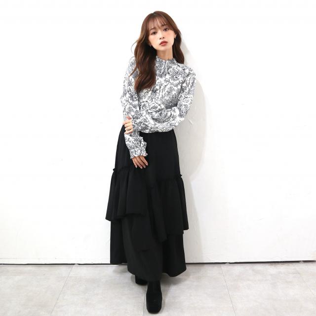 ふくれジャガードランダムティアードスカート