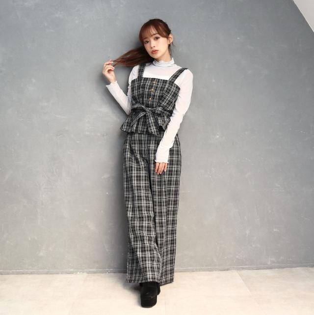 チェック柄ビスチェセットアップ