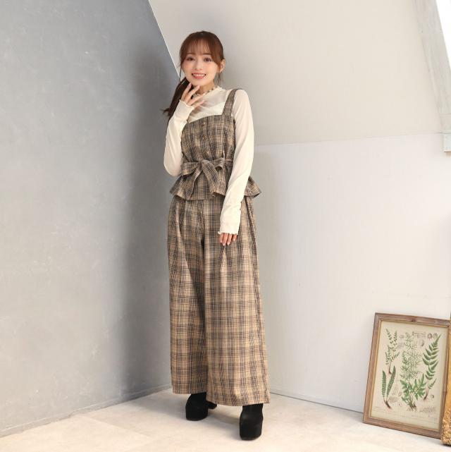 チェック柄ビスチェセットアップ