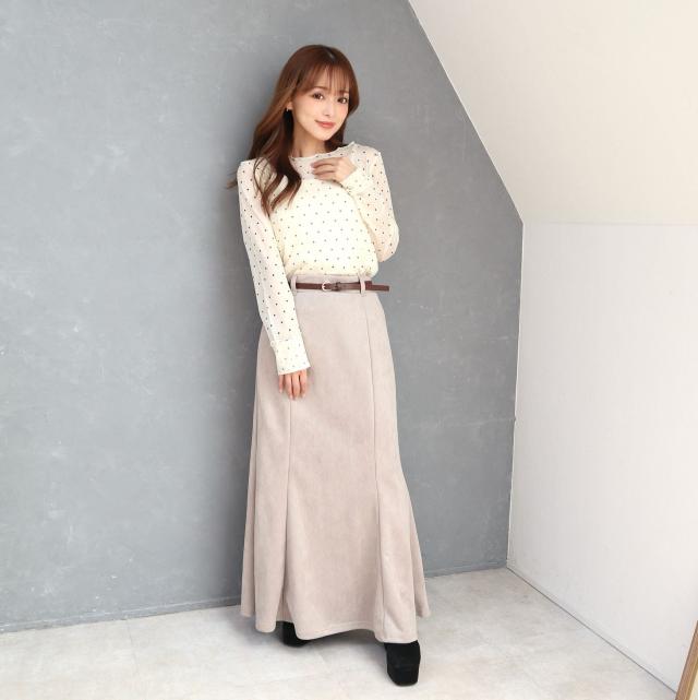 ベルト付きスエードポンチマーメイドスカート