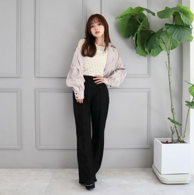 スエードポンチセンターシームフレアパンツ