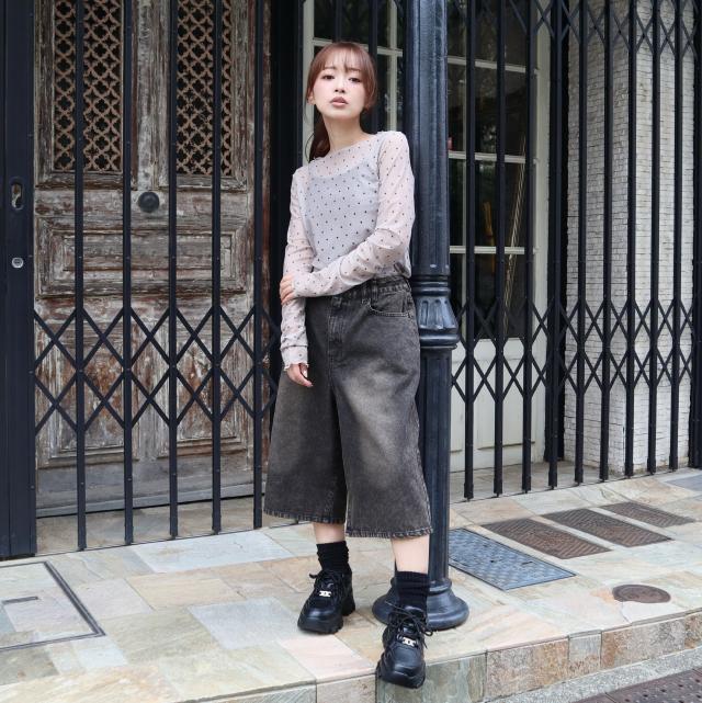 デニムワイドハーフパンツ