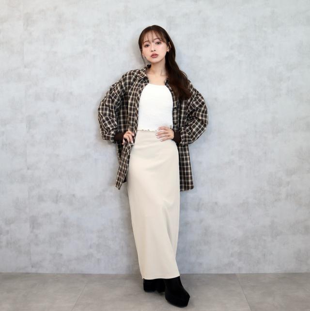 リブ無地ナロースカート