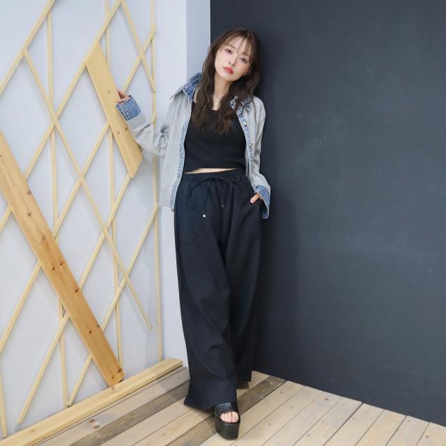 リネンライクワイドイージーパンツ