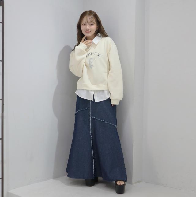 6.5ozデニムフリンジ切替スカート 6.5ozデニムフリンジ切替スカート