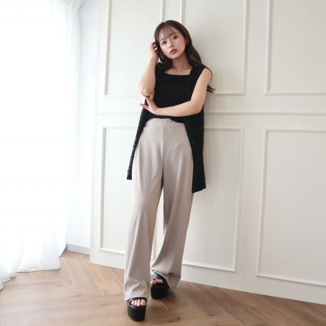 綿タッチリブストレートパンツ