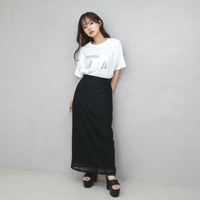 パネルレースナロースカート