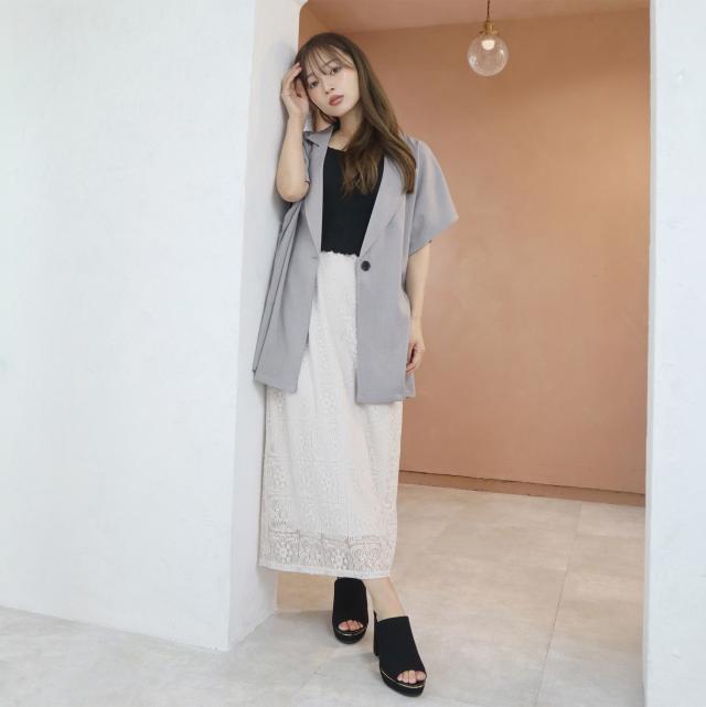 パネルレースナロースカート