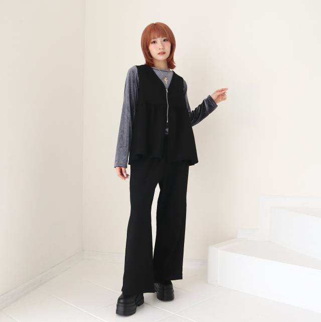 ツイル起毛フロントZIPベストセットアップ