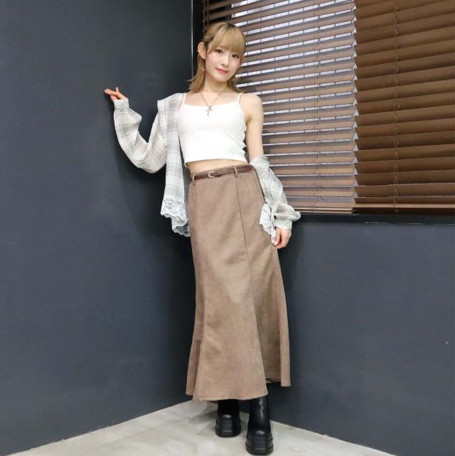 スエードポンチベルト付きマーメイドスカート