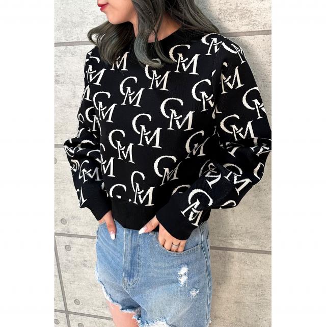 ロゴジャガードニット