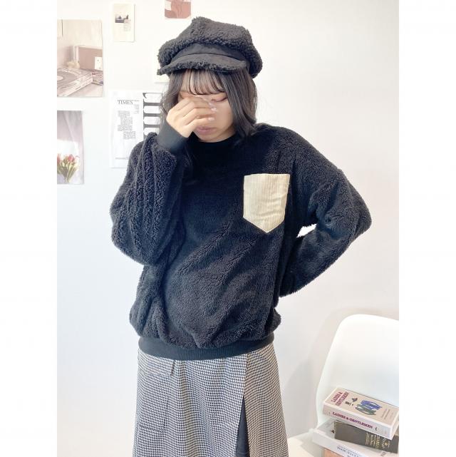 ポケットコーデュロイボアプルオーバー