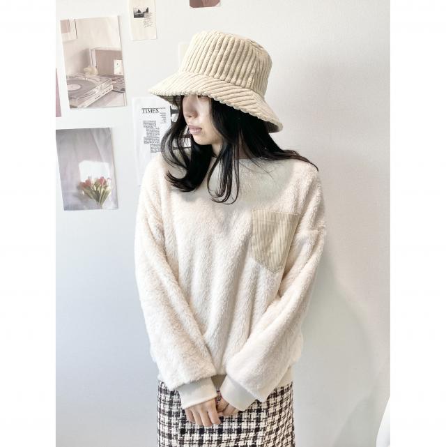 ポケットコーデュロイボアプルオーバー