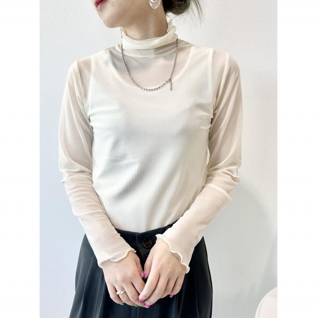 シアーハイネックトップス