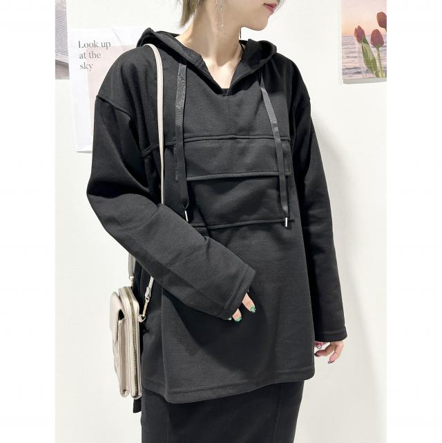 ポケット付きチュニックパーカー