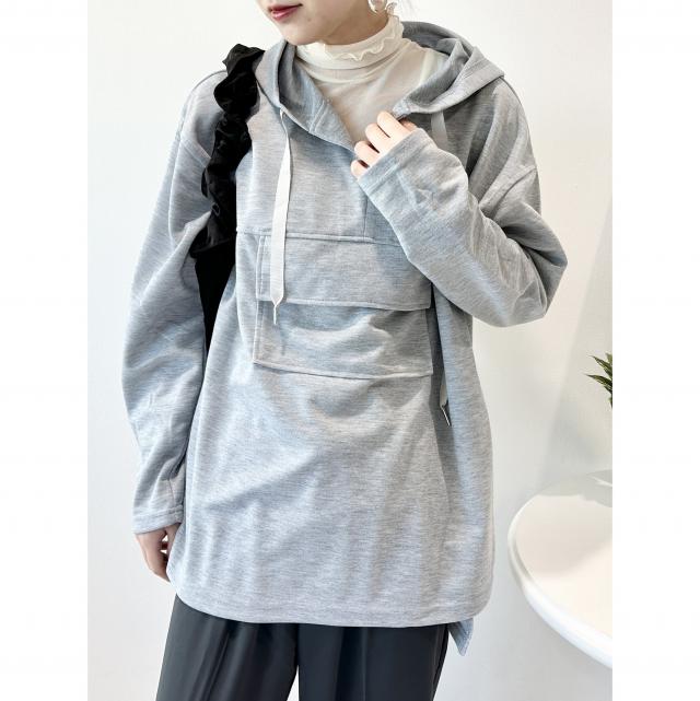 ポケット付きチュニックパーカー
