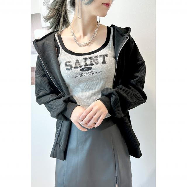 膨れジャガードZIPパーカー