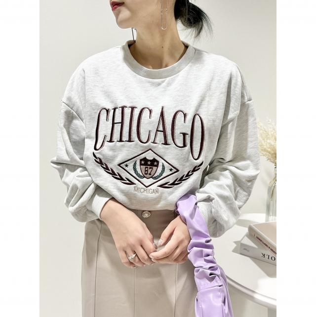 刺繍クルーネックトップス