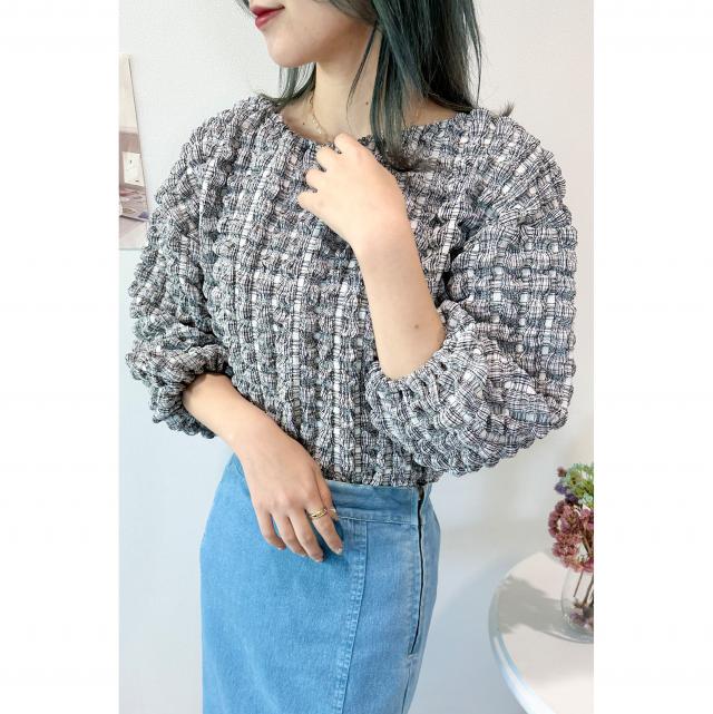 オフショル２WAYぽこぽこシャーリングトップス