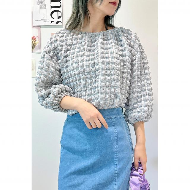 オフショル２WAYぽこぽこシャーリングトップス